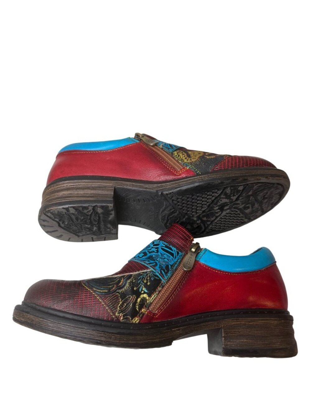 Socofy Floral Faux Leather Mary Jane Shoes Women's EU 38 Colorful Boho Artistic - Picture 5 of 8